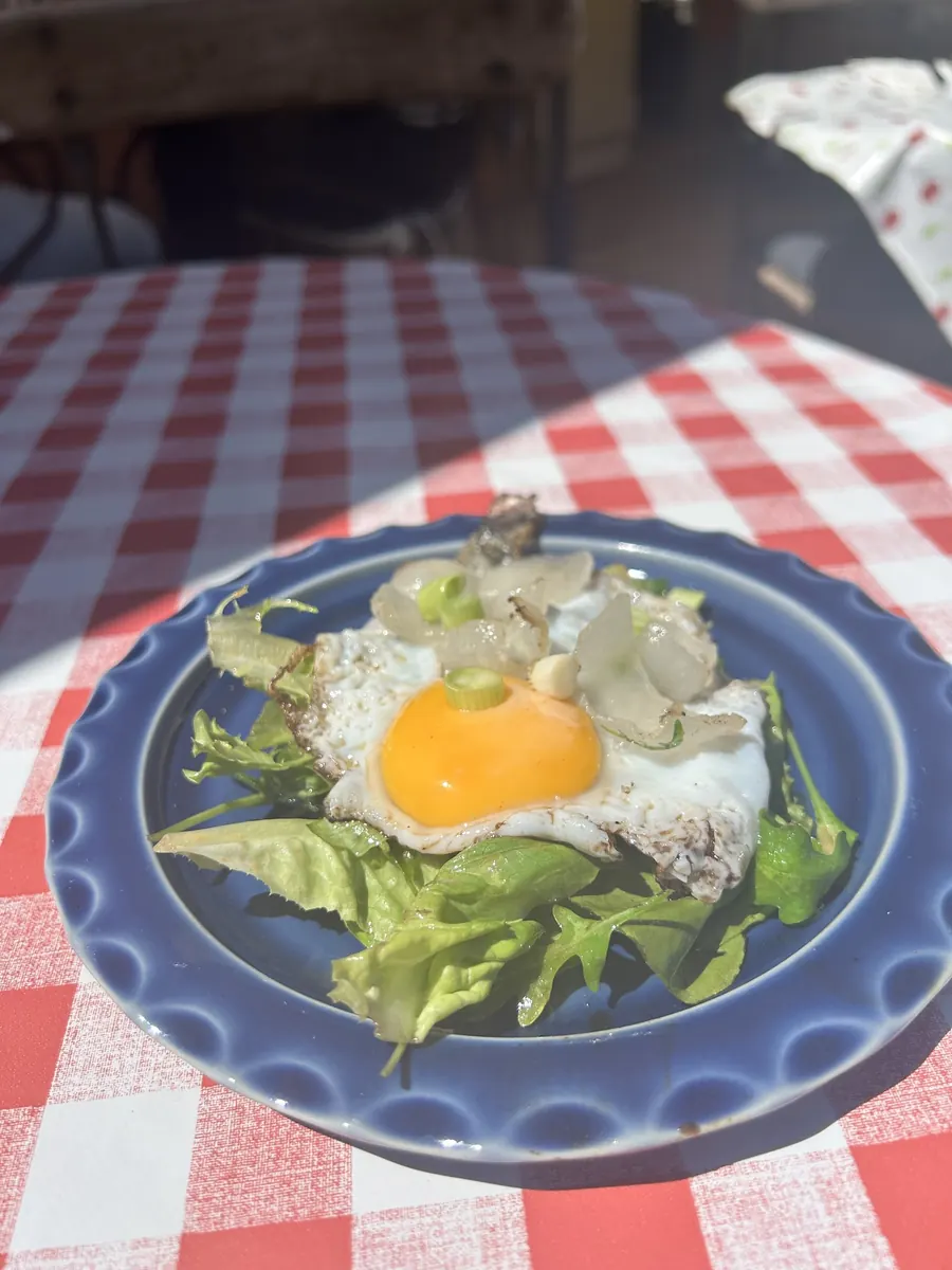 Œuf coulant sur salade